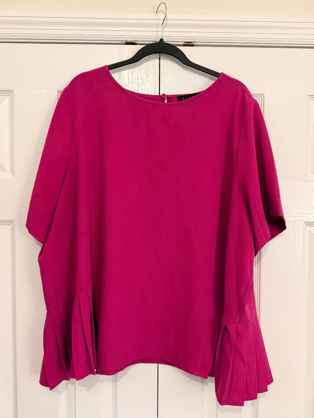 Eloquii Magenta Pink Pleated Hem Top Size 24 Plus Size Blouse
